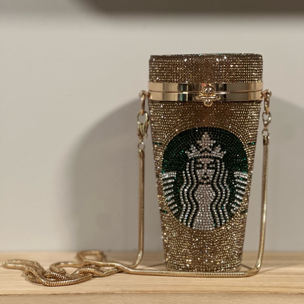 Starbucks Gold Rhinestone Tumbler Bag